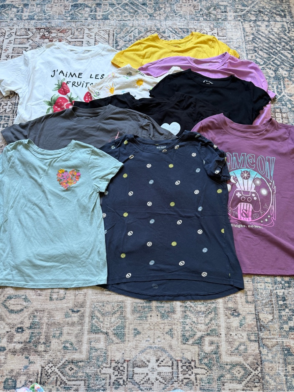 Kids' Mixed Short-Sleeve T-Shirt Bundle - Navy, Black, Lavender, Yellow & More
